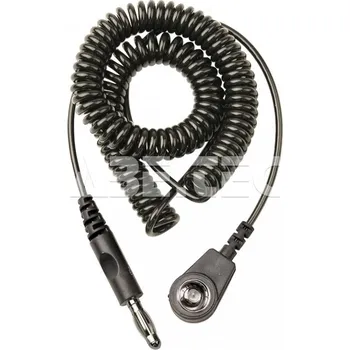 ESD Spirálový uzemňovací kabel, 10mm/banánek, 3,0m, černý, bez rezis - 101005757