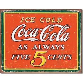 Plechová cedule COKE - Always 5 Cents - plechová cedule, 40x32 cm