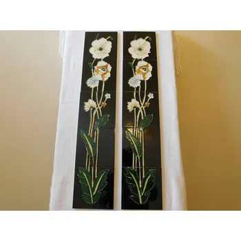 SECESNÍ KACHLE OBRAZ 10 KUSŮ KERAMIKA - OBKLADAČKY - ČERNÉ