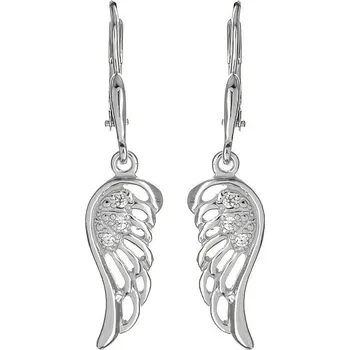 Náušnice Argento 66899 Stříbrné náušnice - andělské křídlo, čiré kulaté zirkony