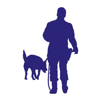 Samolepící dekorace SAMOLEPKA Psovod 005 pravá pes na vodítku (22 - střední modrá) NA AUTO, NÁLEPKA, FÓLIE, POLEP, TUNING, VLASTNÍ TEXT, TISK, AUTOSAMOLEPKY.cz, POLEPY, OBRÁZEK, LOGO, SAMOLEPKY