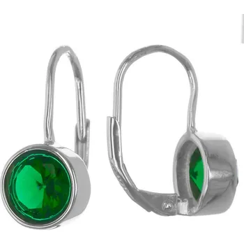 Náušnice Argento 65901 Stříbrné náušnice - zelený kulatý zirkon