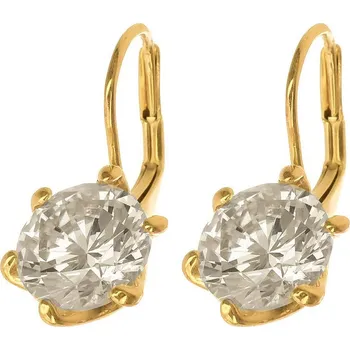 Náušnice Argento 65162 Pozlacené stříbrné náušnice - čirý kulatý zirkon
