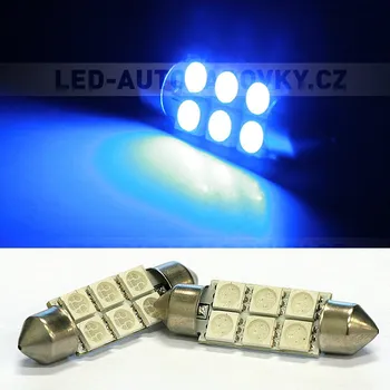 Autožárovka Sufitka modrá - Super 6xSMD LED SINGLE, 39mm (LED sufitka modrá - Super Light)