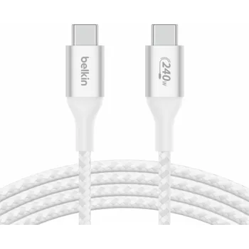 Datový kabel Belkin BOOST CHARGE™ USB-C na USB-C kabel 240W, 1m, bílý - odolný