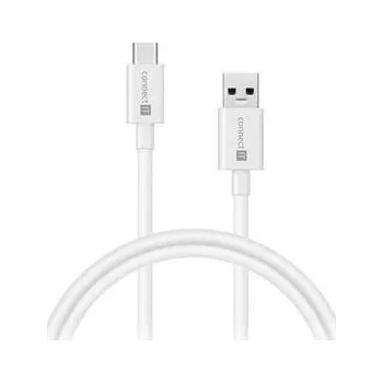 Počítačové příslušenství CONNECT IT Wirez USB C (Type C) - USB, tok proudu až 3A !, bílý, 1 m (CI-1177)