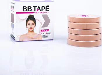 Tejpovací páska BB Tape Get Beauty Face kineziologický tejp na obličej 5 ks 1 cm x 5 m béžový