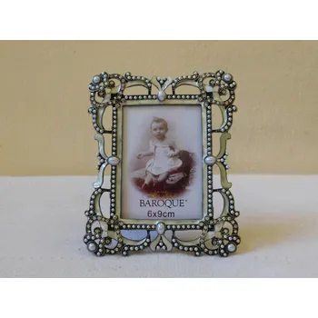 Rám na obraz KOVOVÝ RÁMEČEK SE ŠTRASOVÝMI KAMÍNKY NA OBRÁZEK I FOTO 13,5 x 11 cm