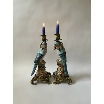 Svícen PAPOUŠCI - PORCELÁNOVÉ PÁROVÉ SVÍCNY