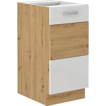 Kuchyňská linka MEADOW, skříňka dolní 40 D 1F BB, korpus: dub artisan, dvířka: bílý lesk, dub artisan + vyzvednutí ZDARMA