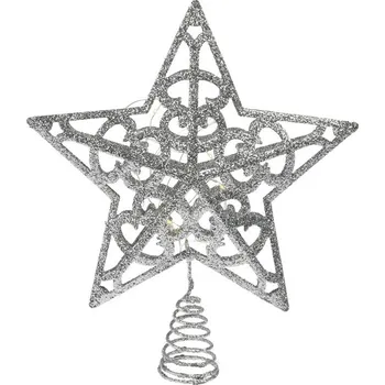 M.A.T. Group Špička na stromek hvězda s časovačem 30/35 cm stříbrná Vánoční ozdoba M.A.T. Group Špička na stromek hvězda s časovačem 30/35 cm stříbrná