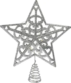 Vánoční ozdoba M.A.T. Group Špička na stromek hvězda s časovačem 30/35 cm stříbrná