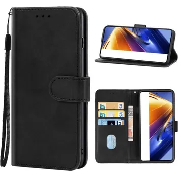 Pouzdro na mobilní telefon TT-TopTechnology Kožené pouzdro Poco F4 GT černé, black materiál syntetická kůže, řada CLASSIC magnetic