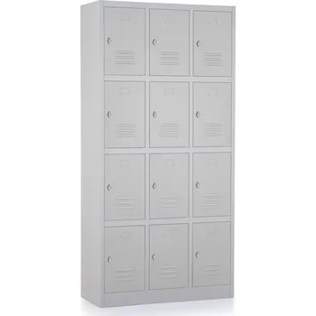 Šatní skříň Rauman Kovová šatní skříň 12 boxů, 90 x 40 x 185 cm, otočný zámek - šedá + doprava ZDARMA