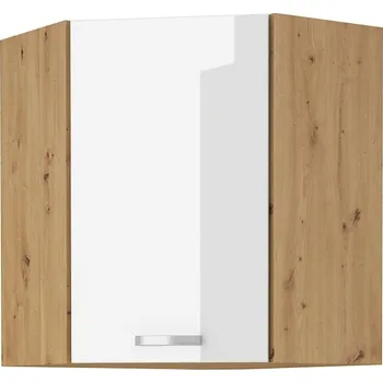 Kuchyňská linka MEADOW, skříňka horní rohová 58x58 GN-72 1F, korpus: dub artisan, dvířka: bílý lesk + vyzvednutí ZDARMA