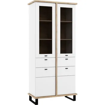 police Vitrína ORSOLA 2D2S, dub craft zlatý/bílá +možnost VÝNOSU + vyzvednutí ZDARMA