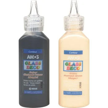 Výtvarná barva Amos Barvy na sklo - Kontura 22 ml Barva č.: 2. ZLATÁ