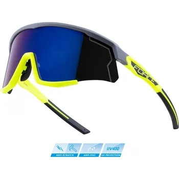 Chránič hlavy brýle FORCE SONIC šedo-fluo, modro-fial. zrc. sklo