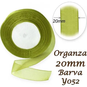 Stuha ORGANZA stuha šířka 20mm. Číslo Y052 barva ZELENÁ OLIVOVÁ