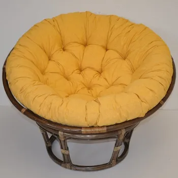 Papasan Nábytek PEGAS Ratanový papasan 115 cm hnědý - polstr žlutý melír