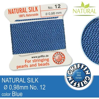Nit Hedvábná nit s jehlou GRIFFIN síla nitě 0,98mm No.12 délka 2m. Barva Blue