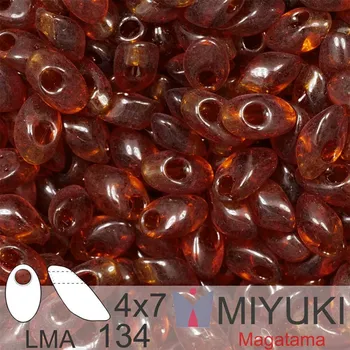 Korálek Korálky MIYUKI tvar Long MAGATAMA velikost 4x7mm. Barva LMA-134 Transparent Dark Topaz. Balení 5g.
