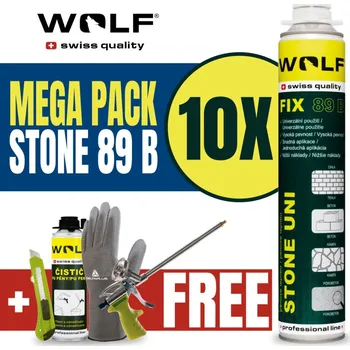 Průmyslové lepidlo Wolf swiss quality Montážní lepidlo (PUR) pistolové - STONE UNI 89b - 10 ks MEGA PACK 750ml 750 ml - 10 ks
