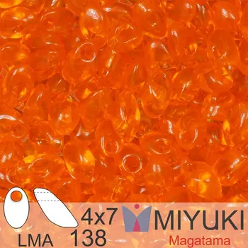 Korálek Korálky MIYUKI tvar Long MAGATAMA velikost 4x7mm. Barva LMA-138 Transparent Orange. Balení 5g.