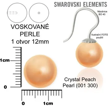 Materiál na výrobu šperku SWAROVSKI 5818 Voskované Perle 1otvor barva CRYSTAL PEACH PEARL velikost 12mm.