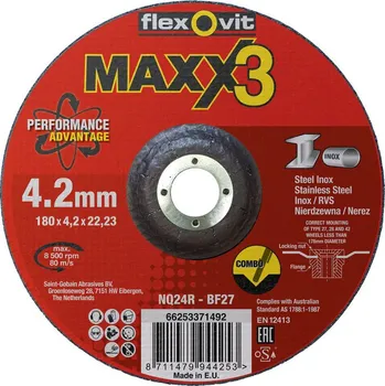 úhlová bruska NORTON-CLIPPER Broušení Kotouč pro kov, inox 180x4.2x22.23mm pro Úhlová bruska Flexovit MAXX 3