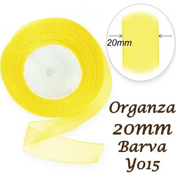 Stuha ORGANZA stuha šířka 20mm. Číslo Y015 barva ŽLUTÁ SVĚTLÁ.