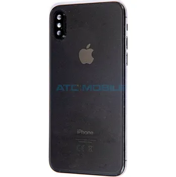Náhradní kryt pro mobilní telefon iPhone Xs zadní kryt (sklo) s logem, rámem černý včetně držáku SIM a tlačítek, EU verze a zpět 44 Kč s ATC Clubem