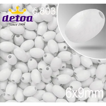 Dětské navlékací korálky Korálky dřevěné velikost 1177 pr.6x9mm.Barva 803 bílá. Balení 30 kusů v sáčku.