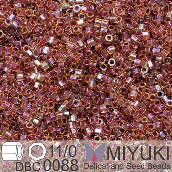 Korálek Korálky Miyuki Delica (fazetované) 11/0. Barva Berry Lined Dark Topaz AB Cut DBC0088. Balení 5g.