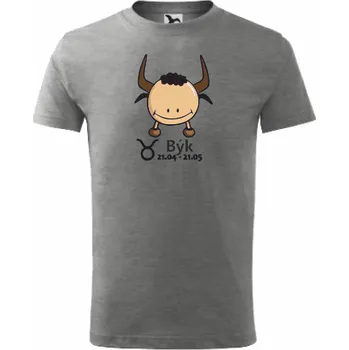 ON-DESIGN Dětské tričko znamení BÝK Velikost: 110 cm/4 roky, Barva: tmavě šedý melír