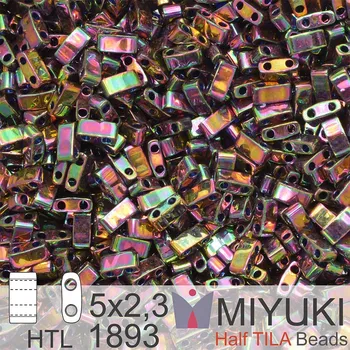 Korálek Korálky Miyuki Half Tila. Barva Plum Gold Luster HTL 1893. Balení 3g.