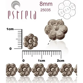Dětské navlékací korálky Korálky VOSKOVANÉ tvar KYTIČKA velikost 8mm. Barva 25035 (Hnědo Šedá). Balení 12Ks.