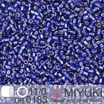 Korálek Korálky Miyuki Delica 11/0. Barva Silverlined Royal Blue DB0183. Balení 5g