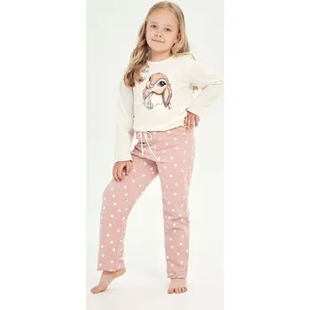 Dívčí pyžamo Taro Bunny Long 3038/3039 vanilkově žluté/růžové