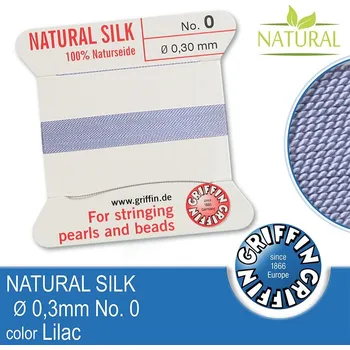 Nit Hedvábná nit s jehlou GRIFFIN síla nitě 0,3mm No.0 délka 2m. Barva Lilac