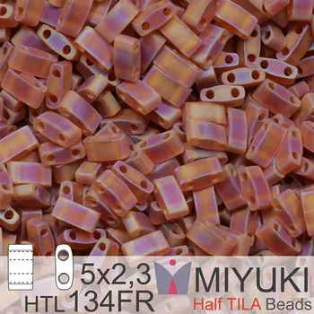 Korálek Korálky Miyuki Half Tila. Barva Matte Transparent Dark Topaz AB HTL 134FR. Balení 3g.