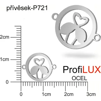 Přívěsek Přívěsek Chirurgická Ocel ozn-P721 zamilované PLAMEŇÁK 2 otvory velikost 17x12mm. Řada přívěsků ProfiLUX