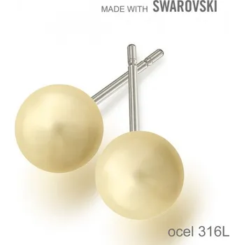 Náušnice Náušnice sada Made with Swarovski 5818 Crystal Cream Pearl (001 620) 8mm+puzeta 316L