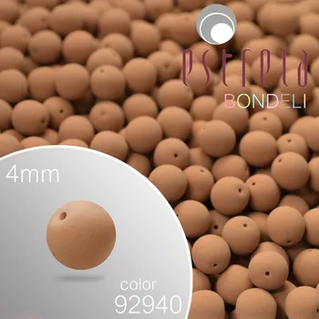 Korálek Korálky BONDELI voskované tvar kulatý. Velikost 4mm. Barva 92940 (hnědá). Balení 31ks na návleku.