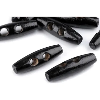 Knoflík Knoflík dřevěný oliva 12x40 mm 10 kusů - 3 černá - lakované