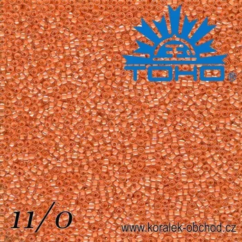 Korálek Korálky TOHO tvar ROUND (kulaté). Velikost 11/0. Barva č. 964-Inside-Color Crystal/Dark Coral Lined . Balení 8g.