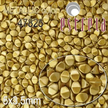 Korálek VOSKOVANÉ korále tvar POHANKA. Velikost 5x3,5mm. Barva METALLIC 47825 MATT (matná zlatá). Balení 20ks na návleku.