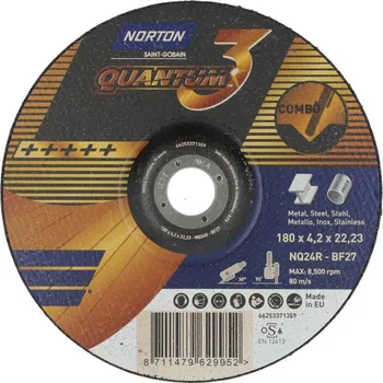 Řezný kotouč NORTON-CLIPPER Broušení Kotouč pro kov, inox 180x4.2x22.23mm pro Úhlová bruska Norton QUANTUM 3