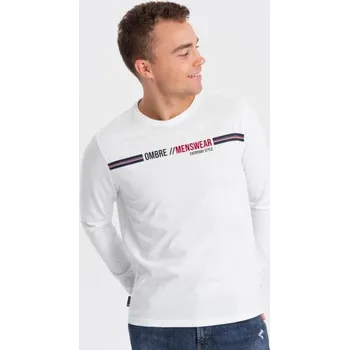 Pánské tričko Pánské tričko s potiskem a dlouhým rukávem 2 OM-LSPT-0119 bílé