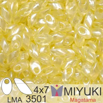 Korálek Korálky MIYUKI tvar Long MAGATAMA velikost 4x7mm. Barva LMA-3501 Transparent Pale Yellow Luster - Discontinued. Balení 5g.